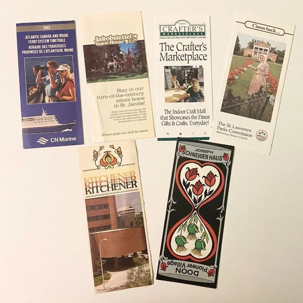 Vintage Lot of 6 Ontario Brochures Canada CN Marine Pioneer Village St Jacobs